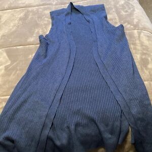 Verve Ami Navy Ribbed Open-Front Sweater Vest